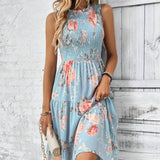 Floral Print Layered Hem Maxi Dress for Women | Beach & Vacation Ready