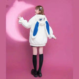 Fuzzy Animal-Themed Hooded Dress-White-1