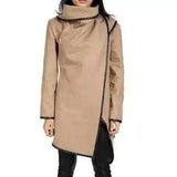 Women's Elegant Longline Coat with High Collar-Camel-1
