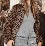 Leopard-print furry versatile loose casual woolen coat-1