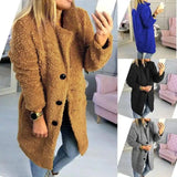 Women's Buttoned Fleece Coat-1