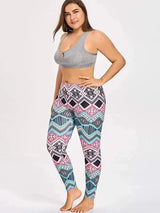 plaid digital 3D printing large size leggings-Picture color-1