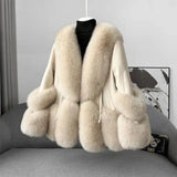 Women's Fur Coat A Young Down Jacket Thickened To Keep Warm-Milk tea color-1
