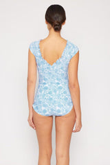 Marina West Swim Bring Me Flowers V-Neck One Piece Swimsuit In Thistle Blue-5