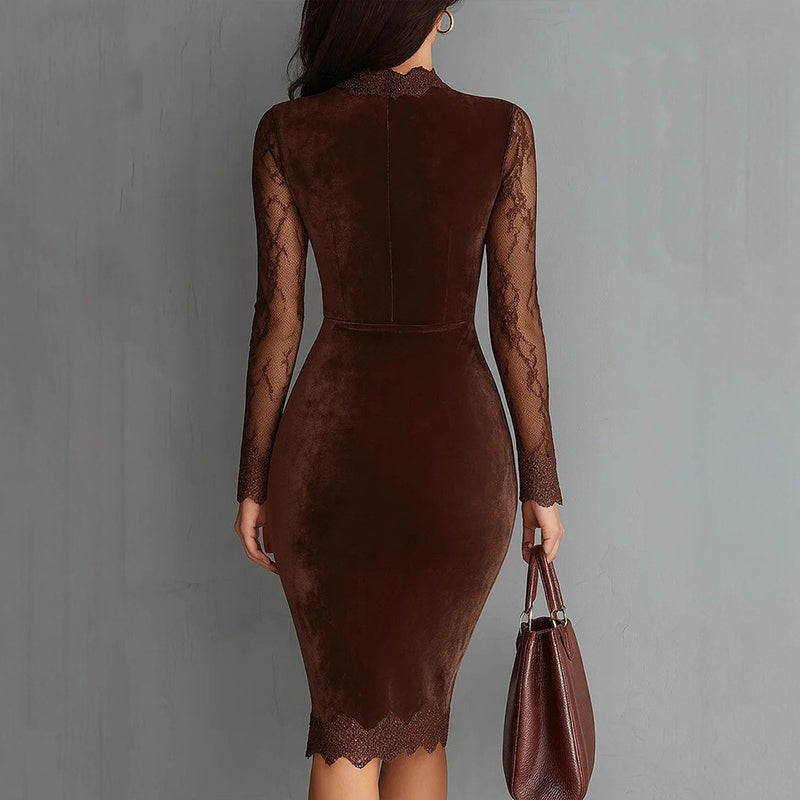 Lace Trim Bodycon Midi Dress