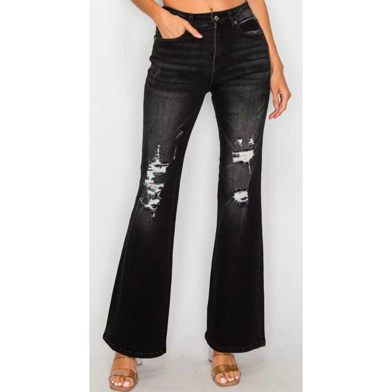Black Low Waist Bell Bottom Jeans