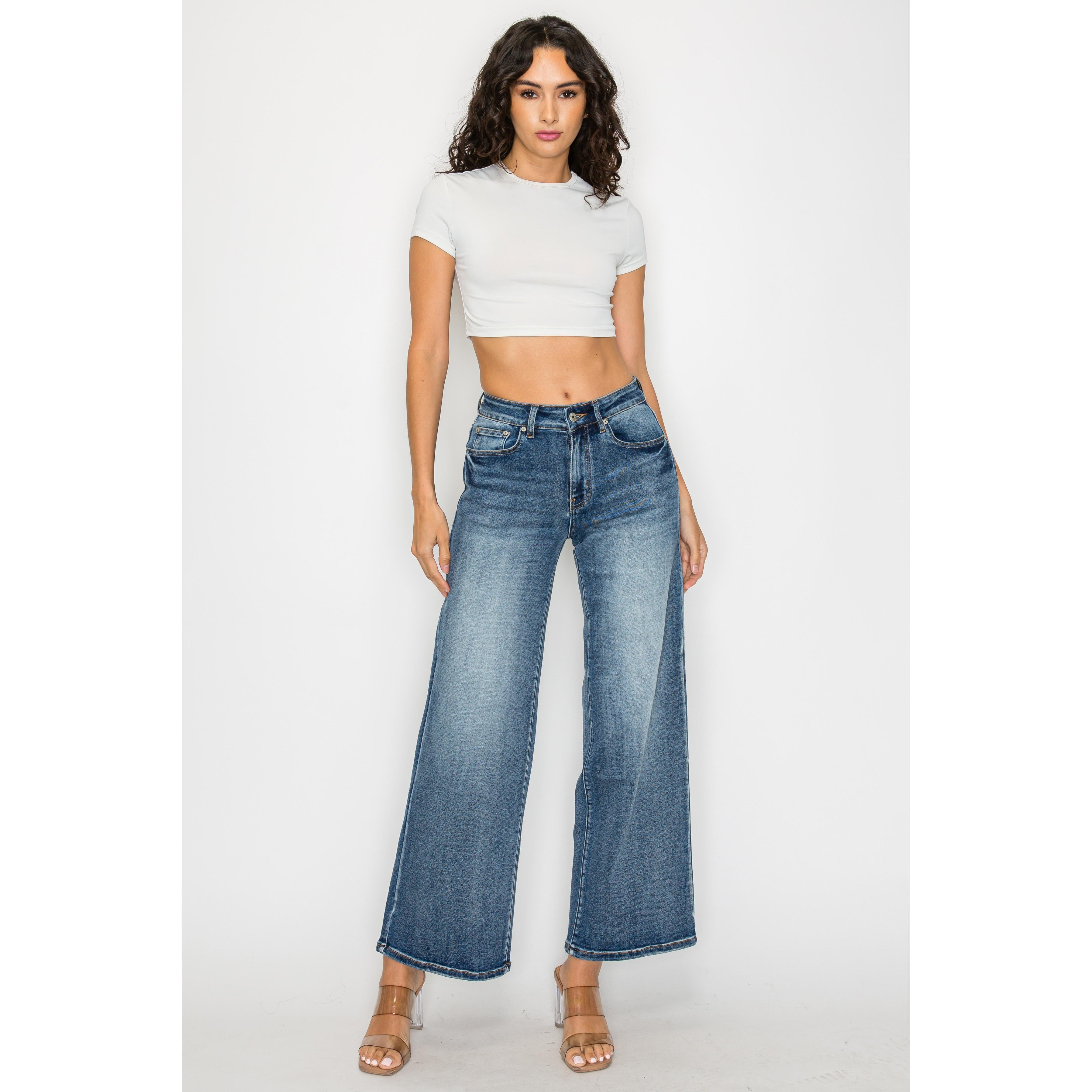 Dark Blue Flare Pants for Curves