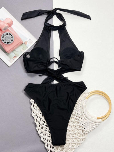 Cutout Halter Neck One-Piece Swimwear