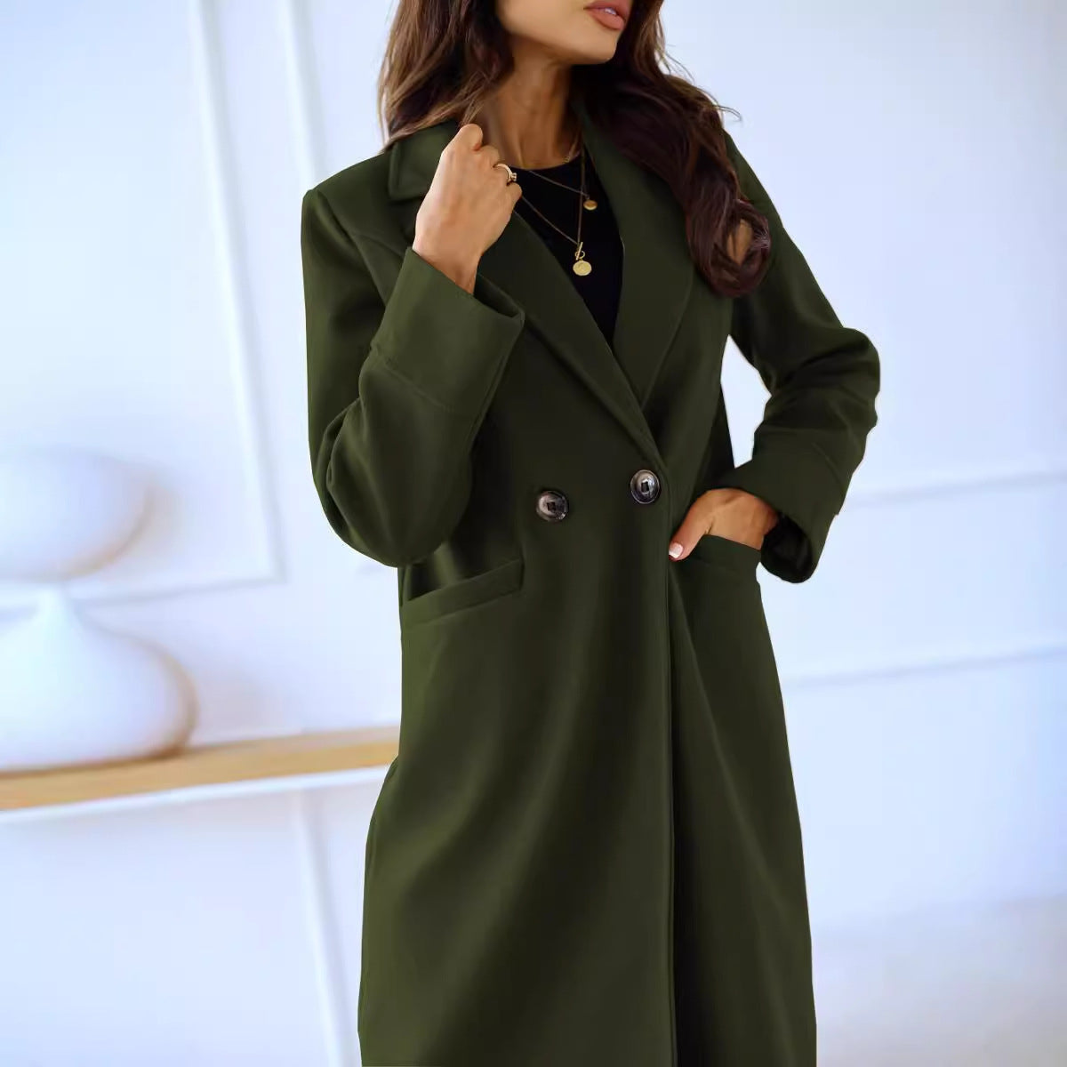 Chic Double-Breasted Woolen Coat