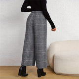 Plaid Wide Leg Office Pants
