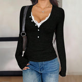 Lace V-Neck Long Sleeve Top