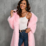 Chic Plush Fur Coat with Suit Collar