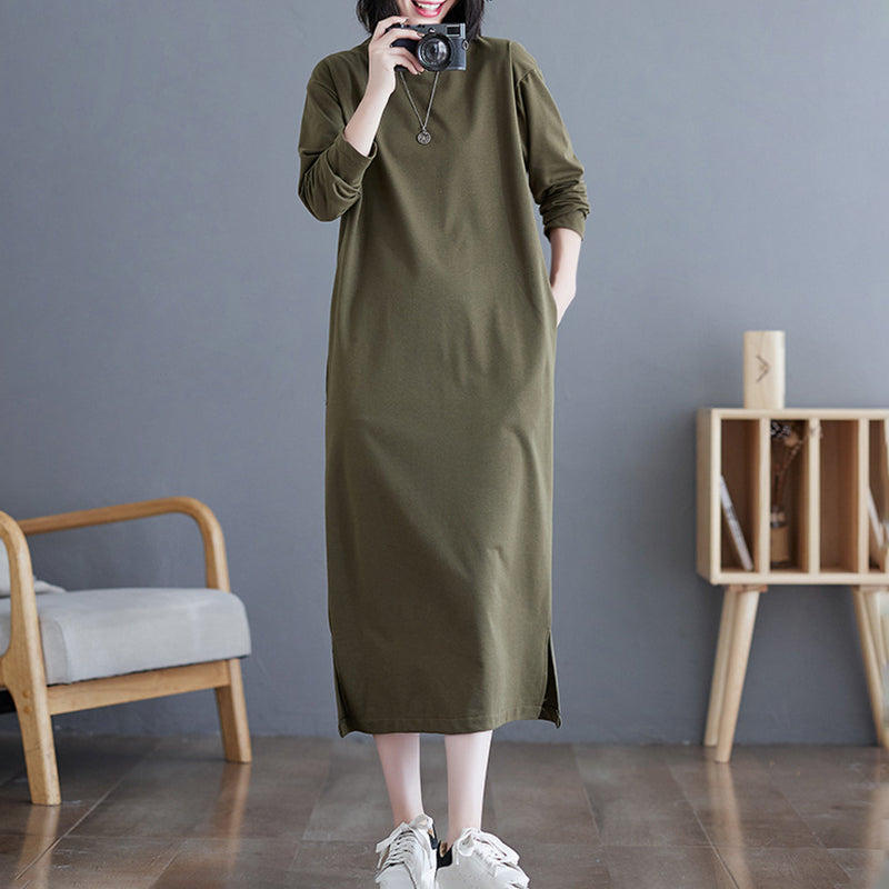 Relaxed Long Sleeve Midi Dress