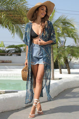 Floral Slit Half Sleeve Cover-Up-2