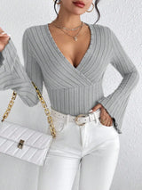 Ribbed Wrap Knit Top