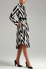 Slimming Striped Round Neck Dress