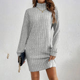 Turtleneck Slim Mini Dress