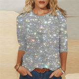 Plus Size Sequin Half Sleeve Tee