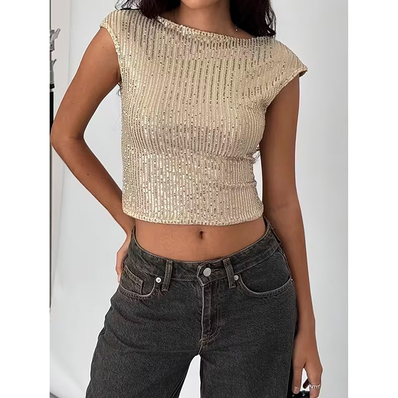 Sequin Backless Party Top