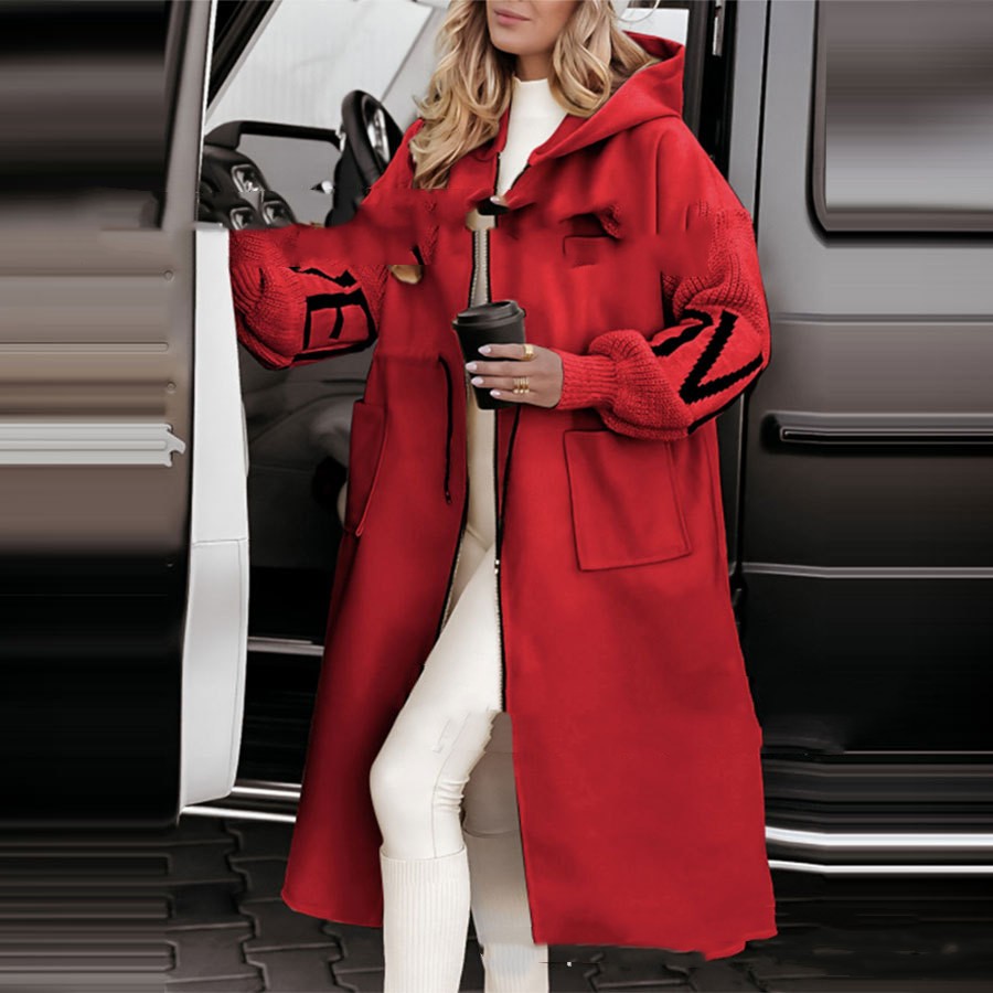 Chic Hooded Longline Splice Coat