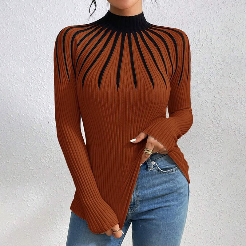 Slim Fit Mock Neck Ribbed Sweater