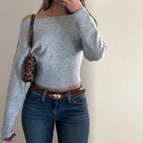 Off-Shoulder Cropped Sweater