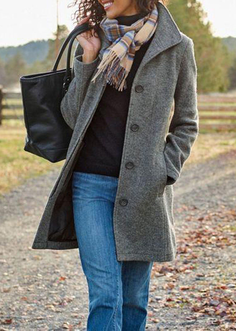 Wool Blend Mid-Length Coat