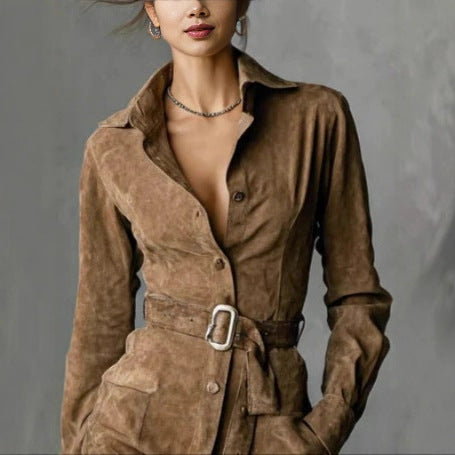 Chic Belted Blouse Dress