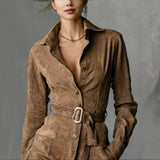 Chic Belted Blouse Dress