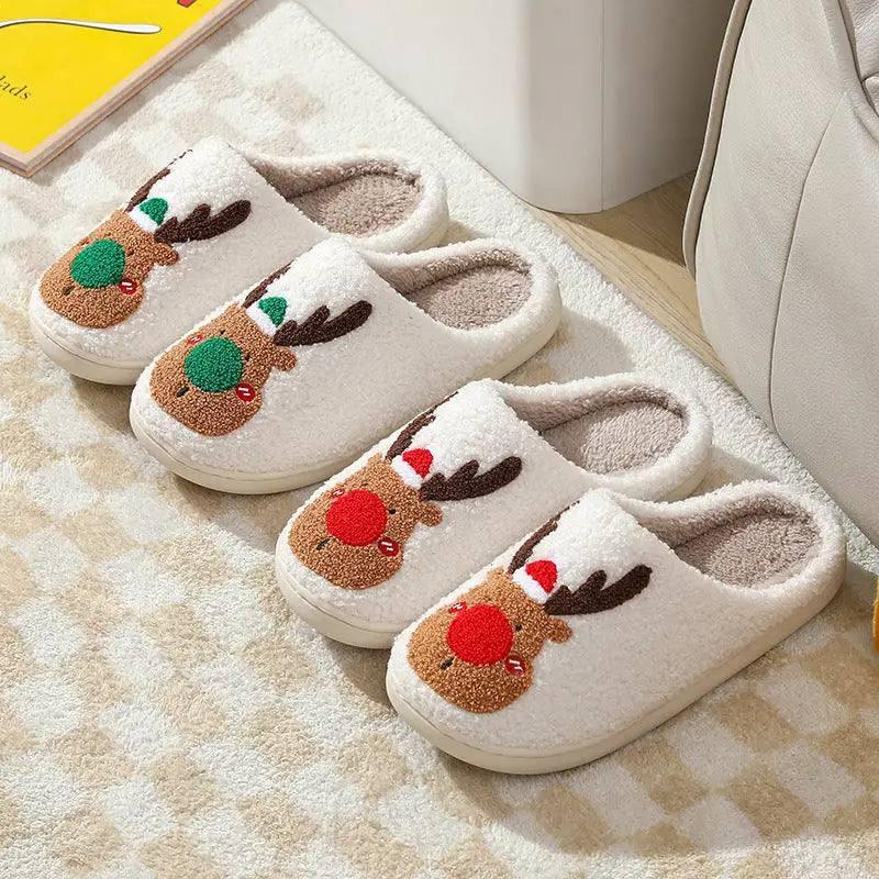 Christmas Shoes Winter Home Slippers Elk Soft Cozy Bedroom-7