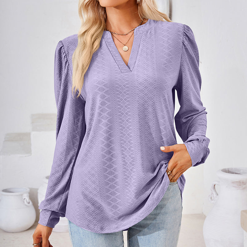 Puff Sleeve V-Neck Blouse