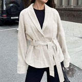 Vintage Faux Suede Belted Coat