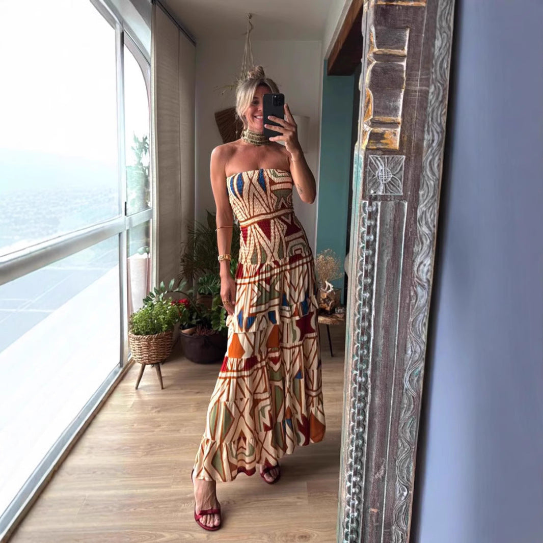 Women’s Retro High Waist Print Slip Dress | Elegant and Timeless Style