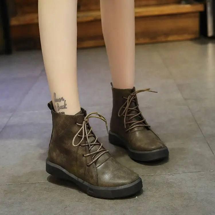 2021 autumn and winter new cashmere shoes Martin boots women-Green-5