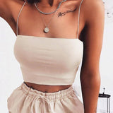 2024 New Fashion Women Spaghetti Strap Crop Top Bodycon-7