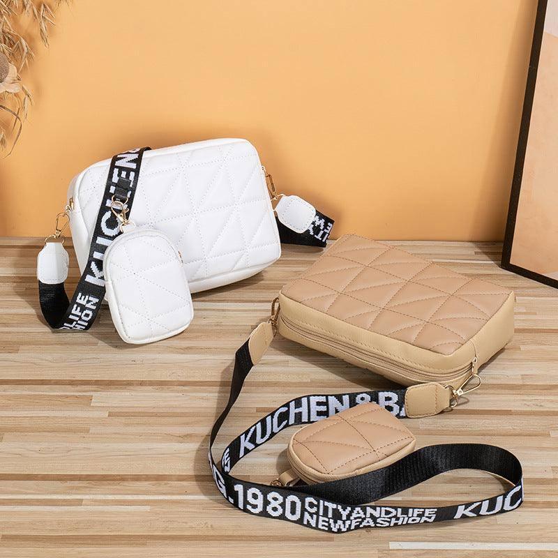 2Pcs Rhombus Shoulder Bag With Wallet Letter Print Wide Shoulder Strap Small Square Bag Large Capacity Cell Phone Crossbody Bags-6