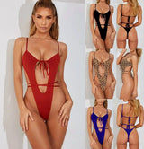 Bikini Ladies Bikini Solid Color Wind One-piece Swimsuit-1