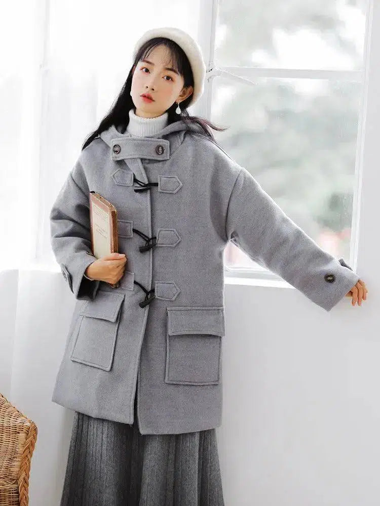 Cape button tweed coat-2