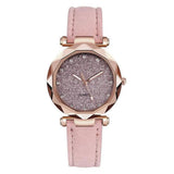 Casual Women Romantic Starry Sky Wrist Watch Leather Rhinestone Designer Ladies Clock-3