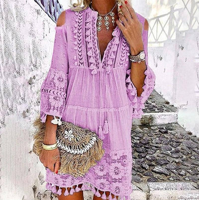 Chic Long Fringe Dress for Every Occasion-Violet-5