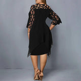 New Elegant Lace Plus Size Dresses Women Hollow Out Oversize Dress Loose Casual Vestidos De Fiesta Midi Robes Femme-2