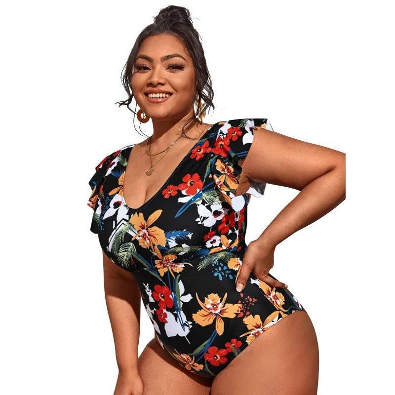 2022 Women New Swimsuit One Piece Plus Size Push Up Swimwear Large Big Plussize Swimming Suits Beachwear Bathing Suits-3