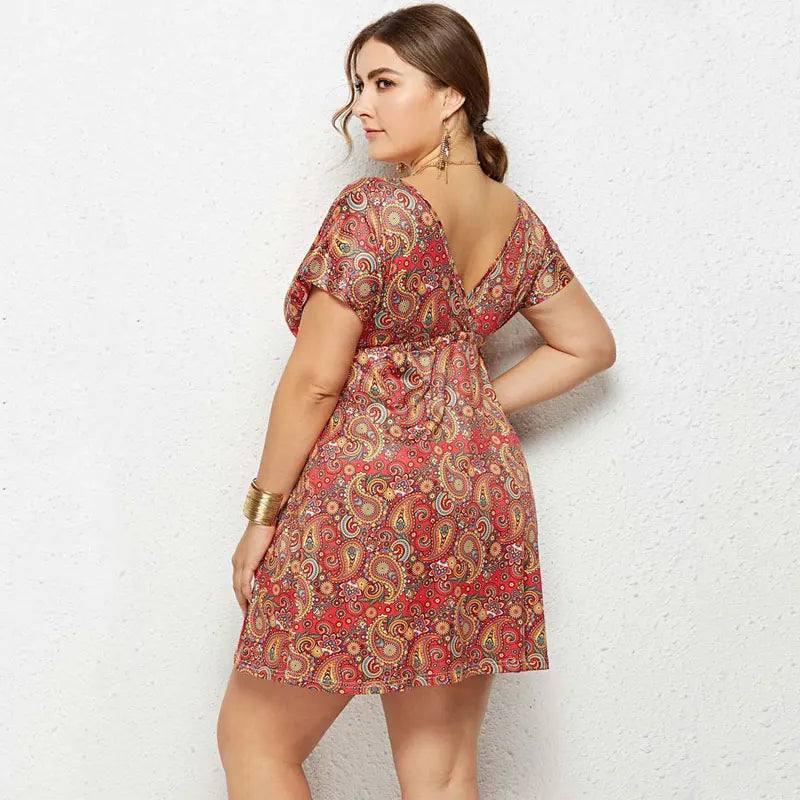 Chic Plus-Size Paisley Summer Dress-2