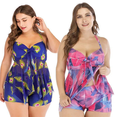 Women's Separate Tankini Set Plus Size 4XL Swimming Suit Swim Dress Swimsuit Bikini Bather Push Up Padded Swimwear Bathing Suit-1