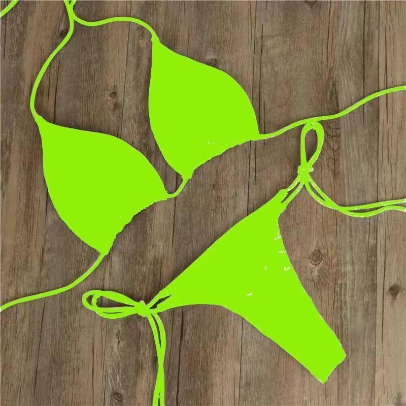 Halter Neck Tie-Up Swimwear Set-Green-8