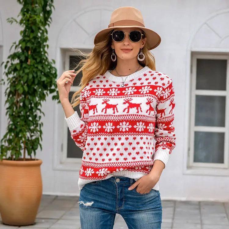 Christmas sweater snowflake pullover women-3