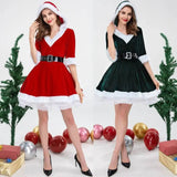 Christmas Winter Women Dress Long Sleeve V-Neck Plush-1