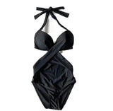 Cover Belly Beautiful Back Black Simple One-piece Swimsuit-2