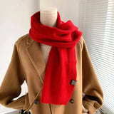 Decorative Cold Resistant Bib Solid Color Fashionable And-Red-10