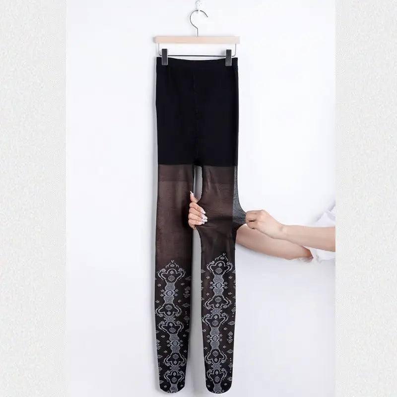 Double-layer Fleece-lined Black Silk Stockings Women-5